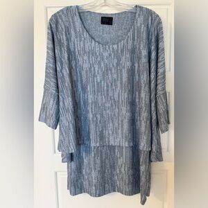 Mely New York Double Layer Tunic Top/Dress Blue‎ Silver Womens M